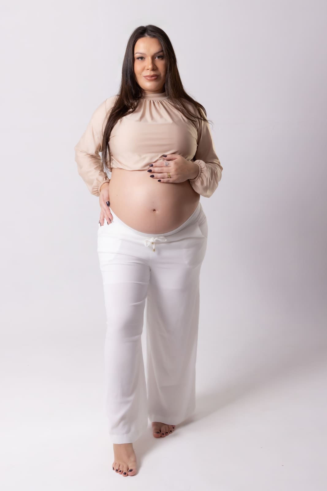 Blusa nude com pantalona